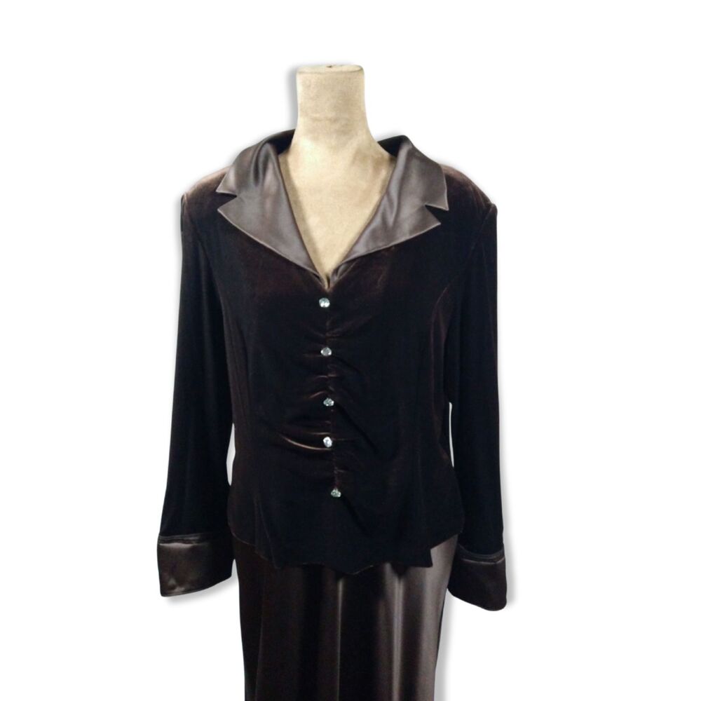 Vintage Formal Velvet Satin Evening Gown–Size 14 Long Dress for Gala or Wedding